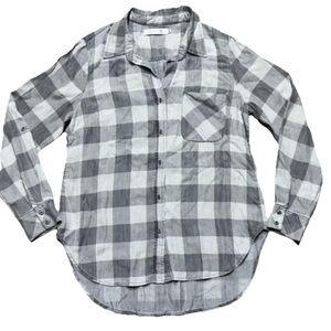BILLY T Men's Mabry Chambray Checkered Button Up Chest Pocket Shirt Size M